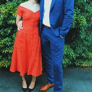 Orange Midi Reformation Mariposa Dress